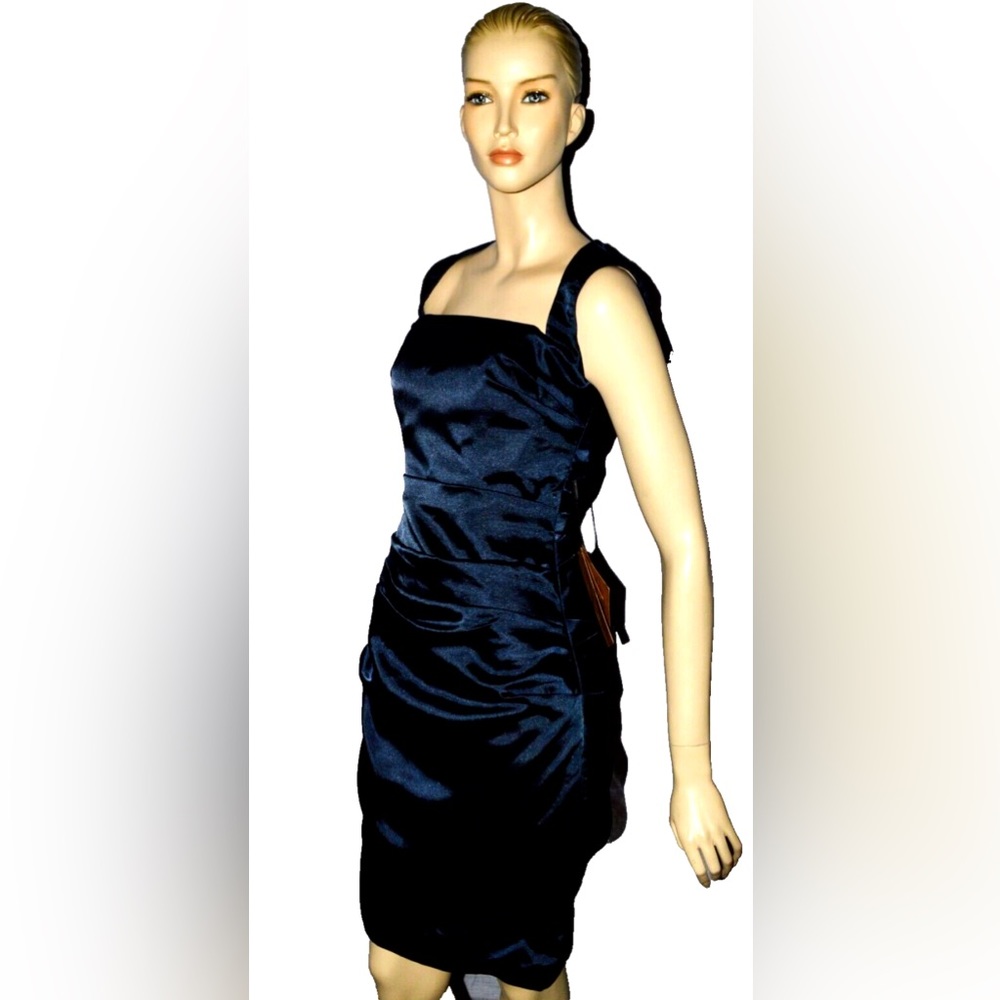 LIGHT IN THE BOX NEW NWT SZ 6 S DARK NAVY SATIN SLEEVELESS PARTY COCKTAIL DRESS